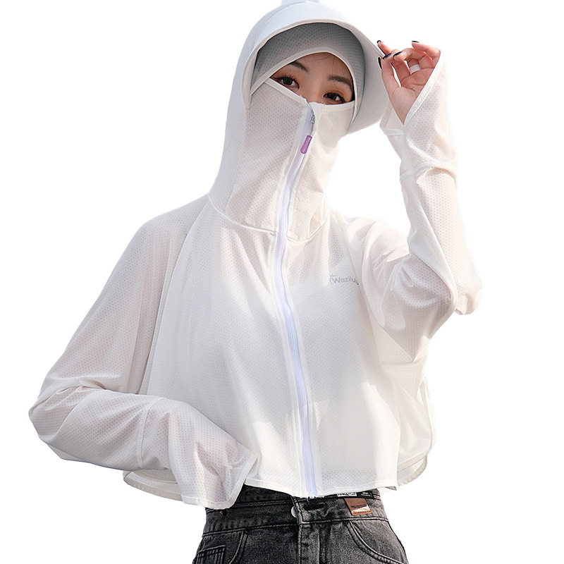 Női UPF50+ UV-védő kabát nyárra, vékony és légáteresztő ice silk anyagból, lazán szabott