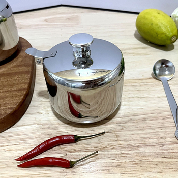 Nerezová dóza na korenie s viečkom, cukorník a fľaša na chilli olej – viacúčelová dóza pre komerčné použitie