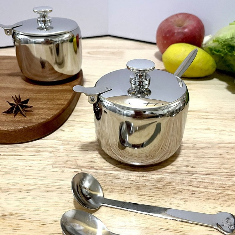 Nerezová dóza na korenie s viečkom, cukorník a fľaša na chilli olej – viacúčelová dóza pre komerčné použitie