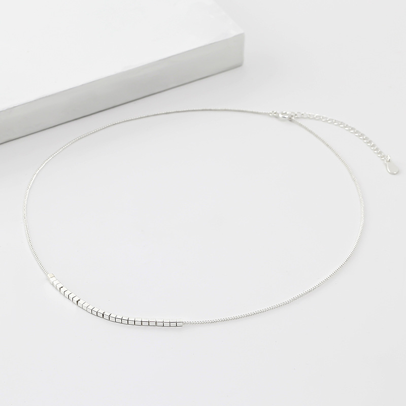 Mini kvadratni ogrlic s minimalistickim stilom, klavikularni lanac, geometrijski dizajn, srebrno pozlaćeni bakar, za žene