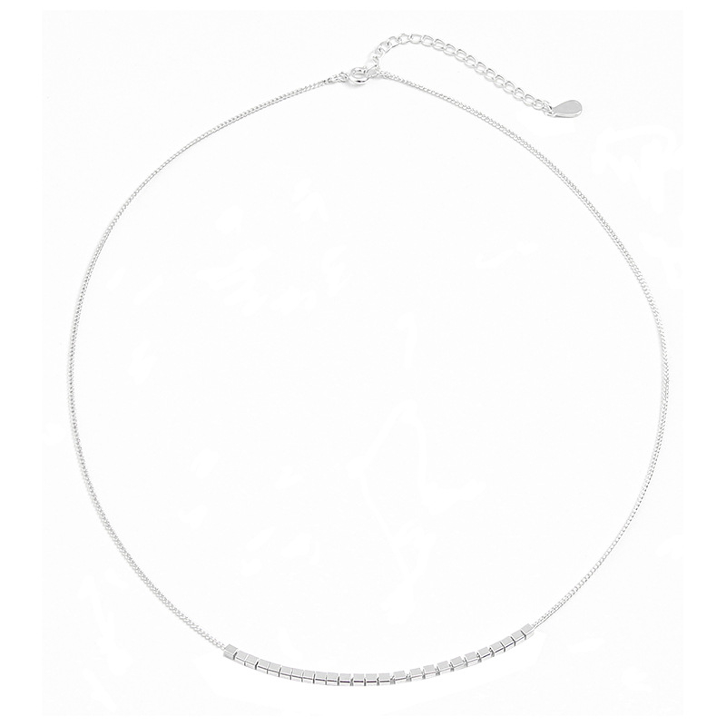 Mini kvadratni ogrlic s minimalistickim stilom, klavikularni lanac, geometrijski dizajn, srebrno pozlaćeni bakar, za žene