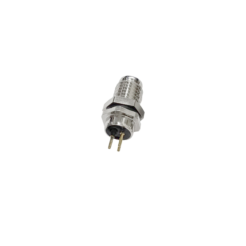 M8 letecký konektor – samec aj samica, 4 piny, predná montáž na PCB, pozlátené rovné kontakty, zalepené lepidlom, vodeodolný, 8 mm