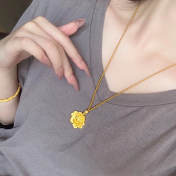 Zlatno gravirano ogrlica s cvijetom božura, dvorski stil, retro nakit za žene