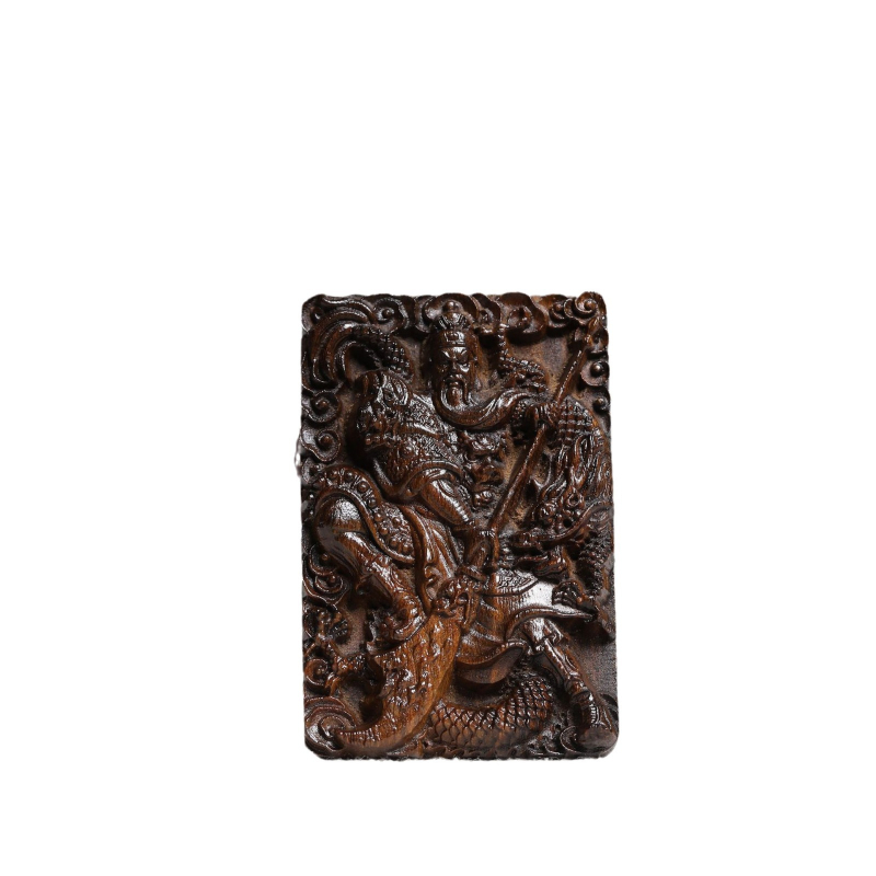 Agarwood Guan Gong Drak vyrezávaný drevený prívesok, dekor do auta