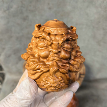 9 cm ručne vyrezávaná figúrka Zhong Kui z prírodného dreva jujube – malé dekoratívne ozdoba