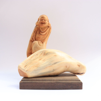 Ručne vyrezávaná Buddha socha zo dreva Taihang Yabei s koreňovou rytinou, domáce a kancelárske dekorácie