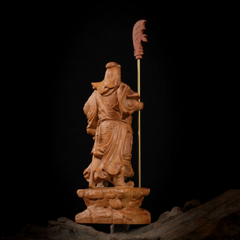 19 cm drevená socha Guan Yu, vyrezávaná drevom, precízne spracovanie
