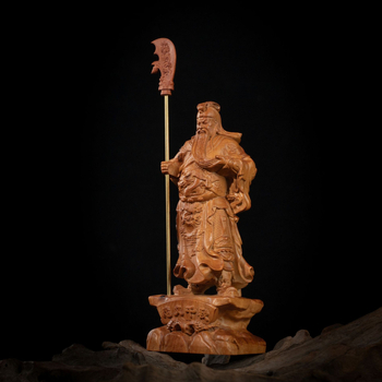 19 cm drevená socha Guan Yu, vyrezávaná drevom, precízne spracovanie
