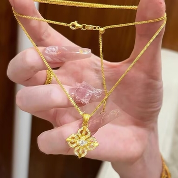 Privjesak Vajra križ s pravim zlatom i dijamantnom ugradnjom, vintage stil, drevna tehnika, tanka ogrlica za ključnicu