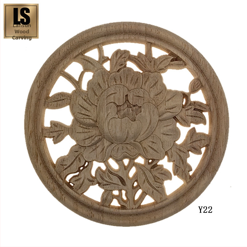 Lansen Dongyang drevorezba – európsky štýl vintage tanier dekor, vyrezávaný ornament, tanier na sashimi, kruhový reliéf