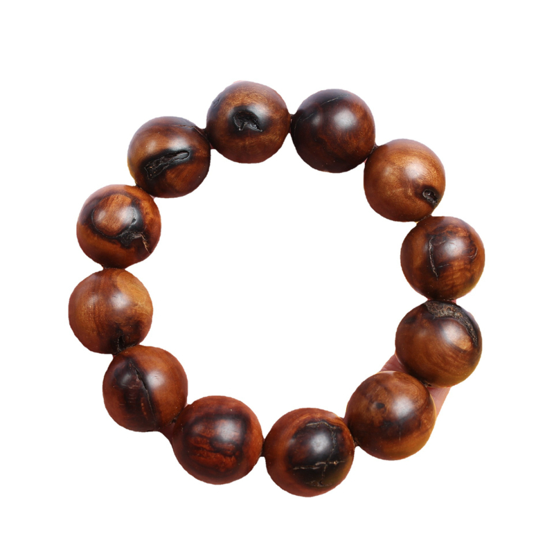 Drevené budistické korálky z dreva jujube, 12 korálok, priemer 2,0 cm, vzor blesku, ručne vyrobené drevené náramky