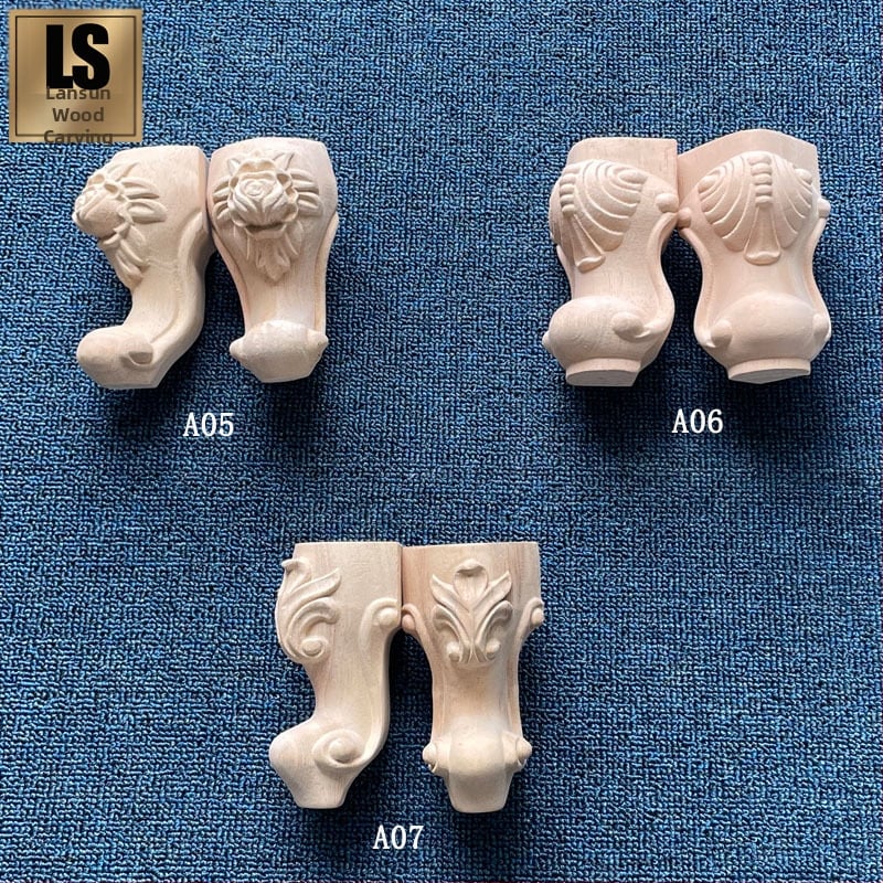 Drevené nohy stola z masívneho dreva so vyrezávanou ornamentikou, európskeho štýlu dlhé nohy na konferenčný stolík, písací stôl, jedálenský stôl a nohy stoličiek.