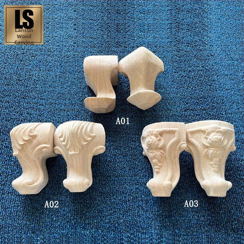 Drevené nohy stola z masívneho dreva so vyrezávanou ornamentikou, európskeho štýlu dlhé nohy na konferenčný stolík, písací stôl, jedálenský stôl a nohy stoličiek.