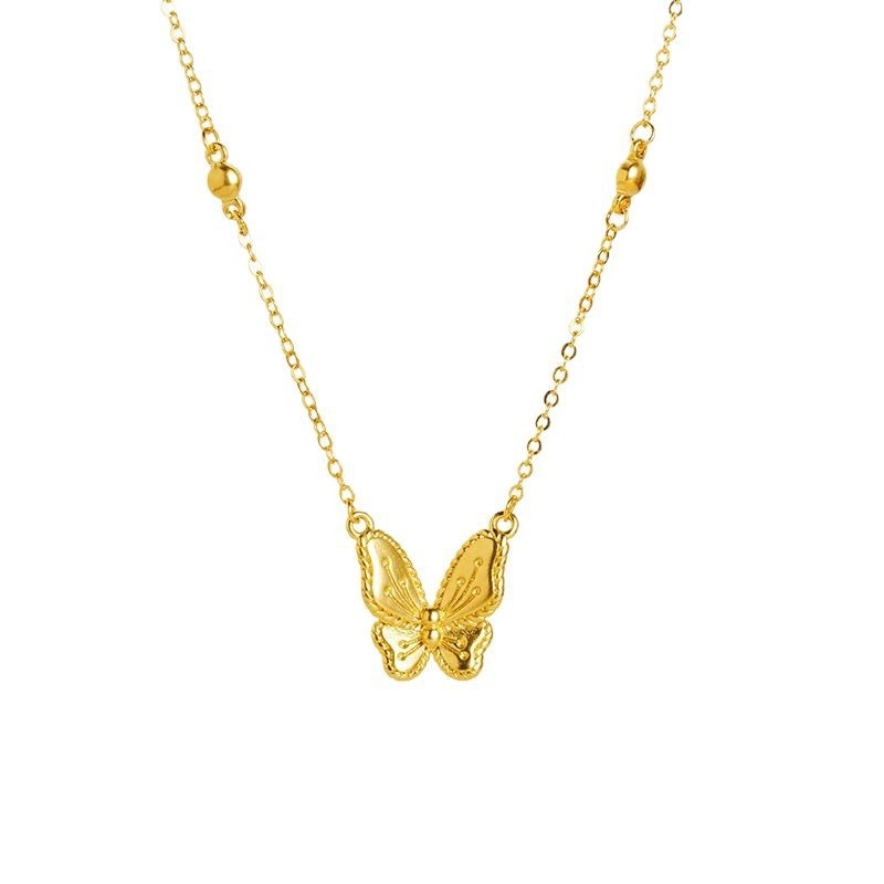 Zlatni set nakita s leptirovim motivom, ogrlica i privjesak, elegantan stil