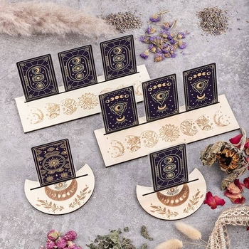 Drevený stojan na Tarot karty v tvare mesiaca, s klipom na karty, DIY dizajn, vyhotovené na objednávku