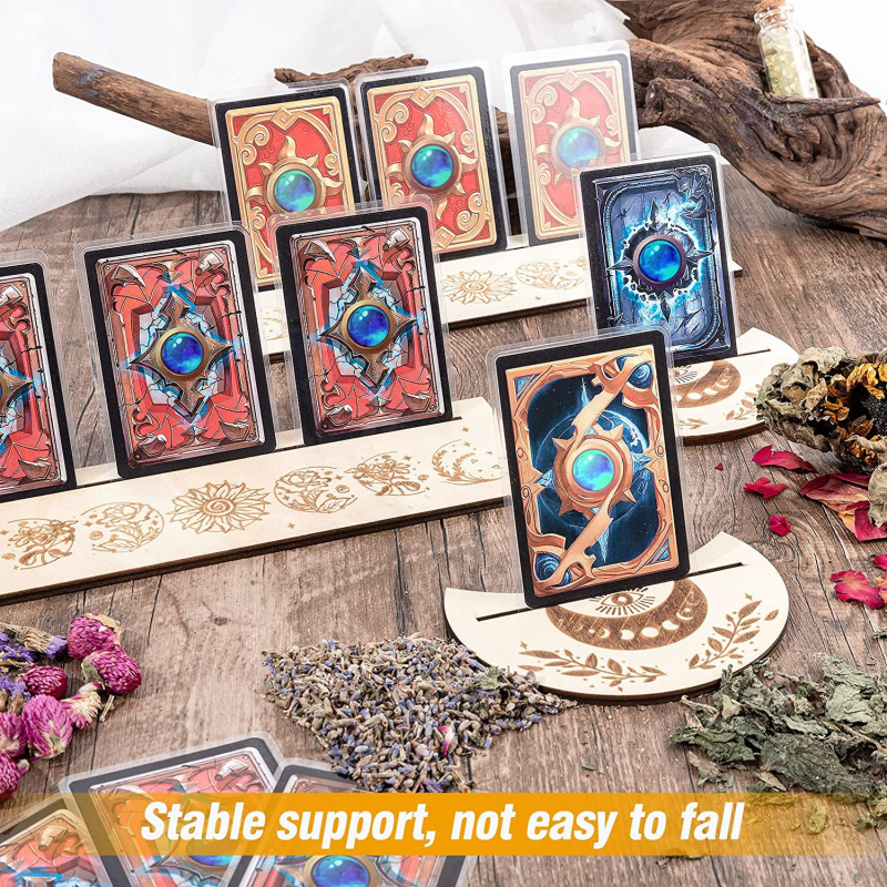 Drevený stojan na Tarot karty v tvare mesiaca, s klipom na karty, DIY dizajn, vyhotovené na objednávku