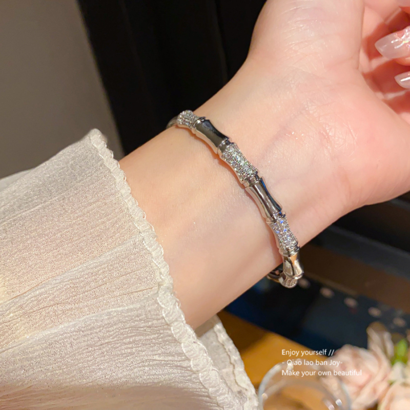 Narukvica od 18K pravog zlata, elektroplatirani cirkon, bambusni motiv – novi kineski stil, elegantan i svestran luksuzni komad nakita