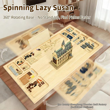 Drevená stolná puzzle doska pre senzorické hry, masívne drevo, rozdelená základňa pre LEGO dieliky