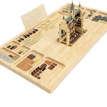 Drevená stolná puzzle doska pre senzorické hry, masívne drevo, rozdelená základňa pre LEGO dieliky