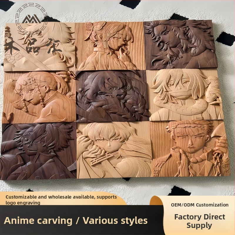 Drevený reliéf s anime postavou ornament