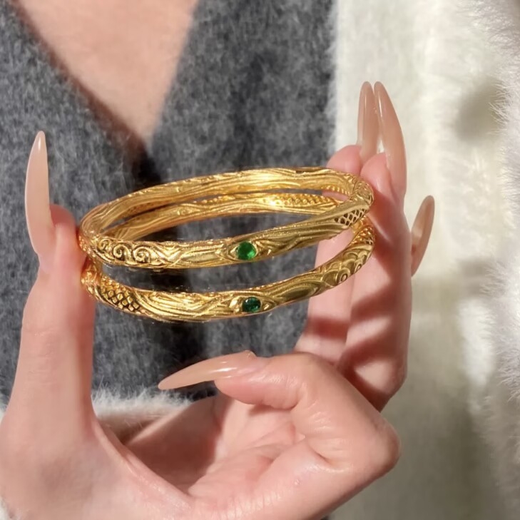 Pozlaćena narukvica u obliku kruga, otporna na boju, etno-retro stil – unisex