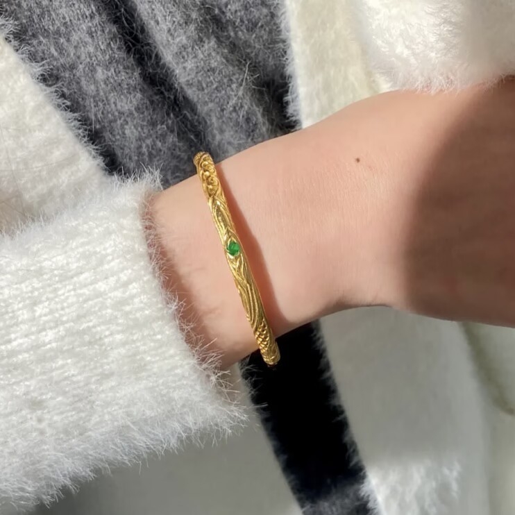 Pozlaćena narukvica u obliku kruga, otporna na boju, etno-retro stil – unisex