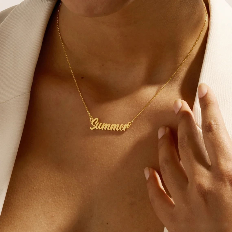 Personalizirani lančić s imenom i engleskim slovima, od 24K nehrđajućeg čelika, za žene