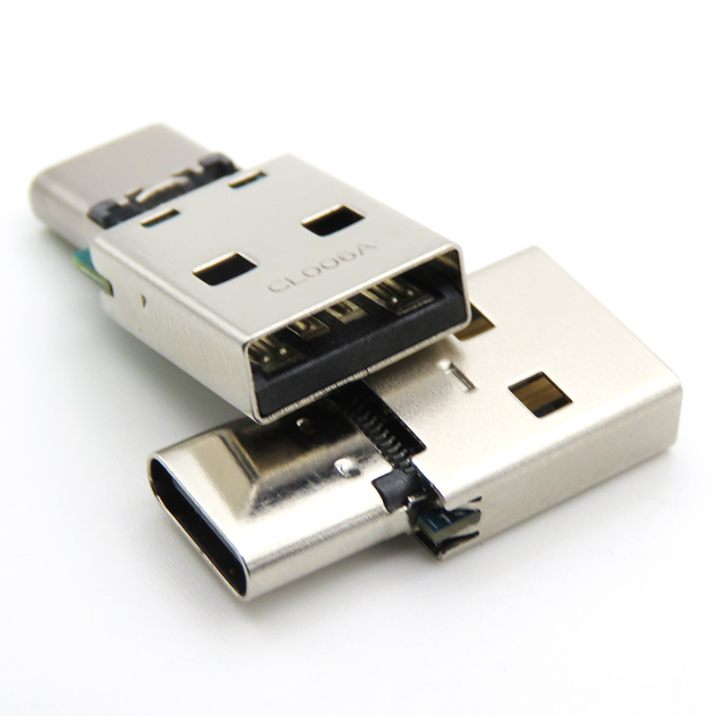 USB-A samec na USB-C samicu, integrovaný 2-v-1 konektor na nabíjanie a prenos dát