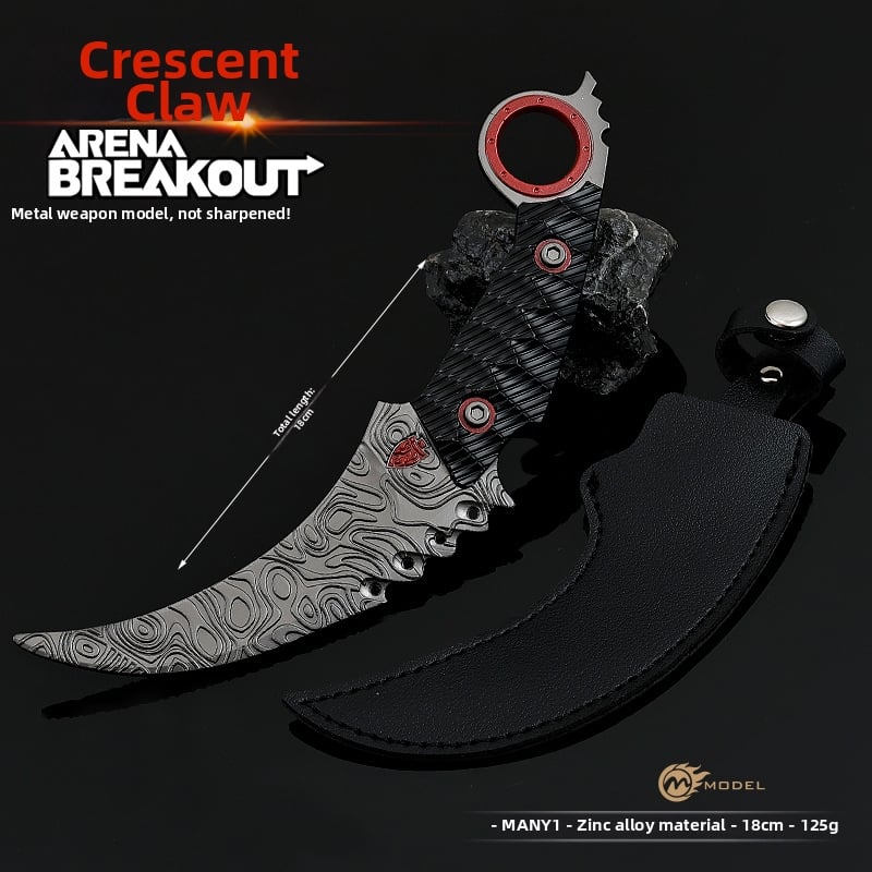 Dark Zone nôž s drápom v tvare ubúdajúceho mesiaca, dĺžka 18 cm, kovový dekoratívny model