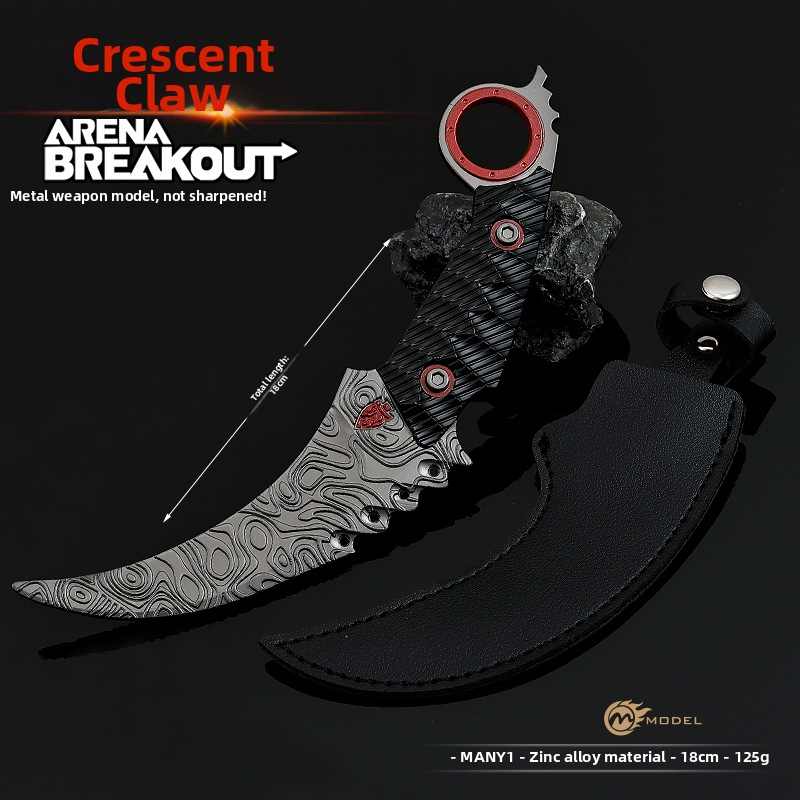 Dark Zone nôž s drápom v tvare ubúdajúceho mesiaca, dĺžka 18 cm, kovový dekoratívny model