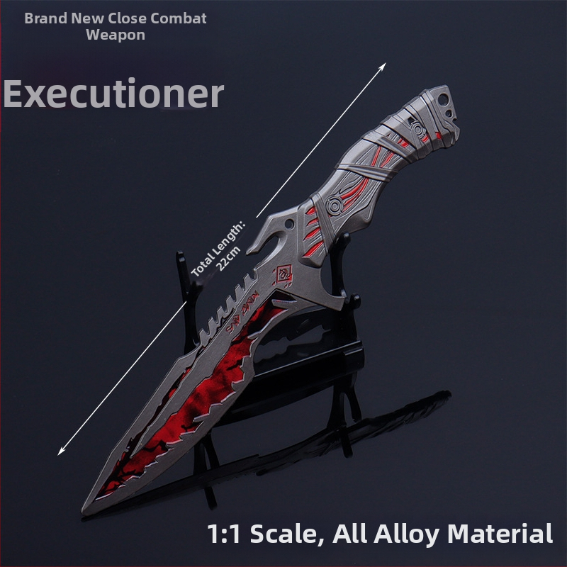 Model zbrane zo zliatiny Executioner, 22 cm, bojový nôž s lávovým vzorom, dekoratívny kus