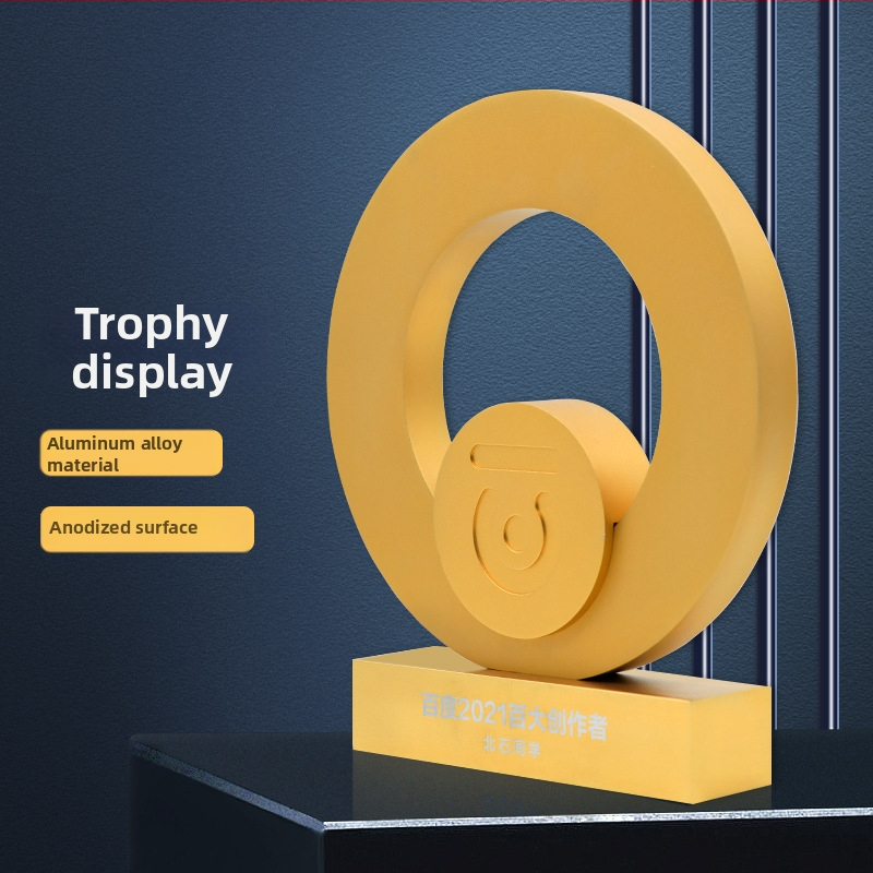 Kreatívny kovový okrúhly trofej, personalizovaný trofej z hliníkovej zliatiny, kovová medaila pre firemné ročné ocenenia