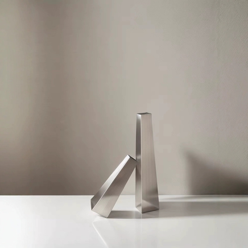 Nerezová oceľová váza s geometrickým tvarom pre čerstvé kvety a hydroponické aranžovanie, minimalistický domáci dekor do obývačky, jedálne a vstupu