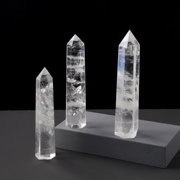 Természetes fehér kristályos oszlop, polírozott hexagonális energiaskő, 9–20 cm, dekoratív dísz.