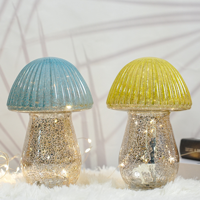 Sklenená lampa tvaru huby pre spálňu, dekoratívne nočné svetlo, darček pre chlapcov aj dievčatá