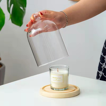 Sklenený kryt proti prachu pre aromatickú sviečku, borosilikátové sklo, stolová dekorácia