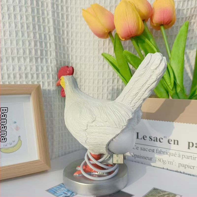 USB nočná lampa v tvare vajíčka s motívom kurčaťa, ozdoba z živice do spálne