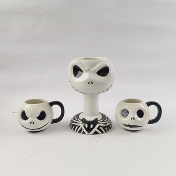 Keramické Halloween hrnčeky v tvare ducha, 3D, ručne maľované na bielej hline, dekorácia na sviatok
