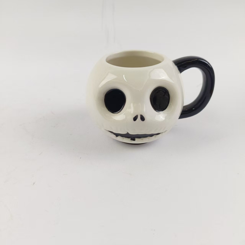 Keramické Halloween hrnčeky v tvare ducha, 3D, ručne maľované na bielej hline, dekorácia na sviatok