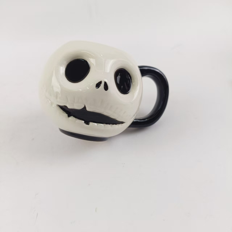 Keramické Halloween hrnčeky v tvare ducha, 3D, ručne maľované na bielej hline, dekorácia na sviatok