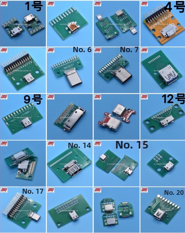 Type-C samostatná testovacia doska pre samičí konektor, dvojstranná, 24-pinový konektor, USB 3.1 dátový kábel adaptér s rozostupom 2,54 mm