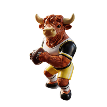 Figúrka z živice Charging Rugby Cow pre domovú dekoráciu a darček
