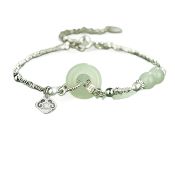 Χάλκινο βραχιόλι με αντίγραφο Hetian Jade και κούμπωμα Ping An, γυναικειος καθημερινός κομψός σε κινέζικο στιλ, δώρο γενεθλίων
