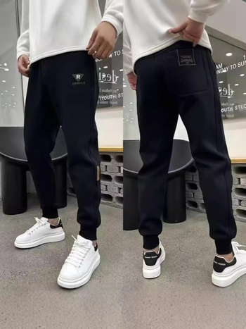 Muške crne harém hlače, slim fit, sportske, dužina 9/10, elastični pojas, za proljeće i jesen