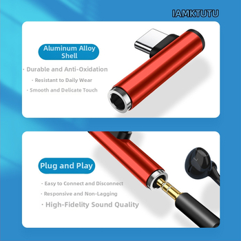 Type-C audio adaptér, pravouhlý, kábel pre slúchadlá s 3,5 mm, viacúčelový dátový kábel