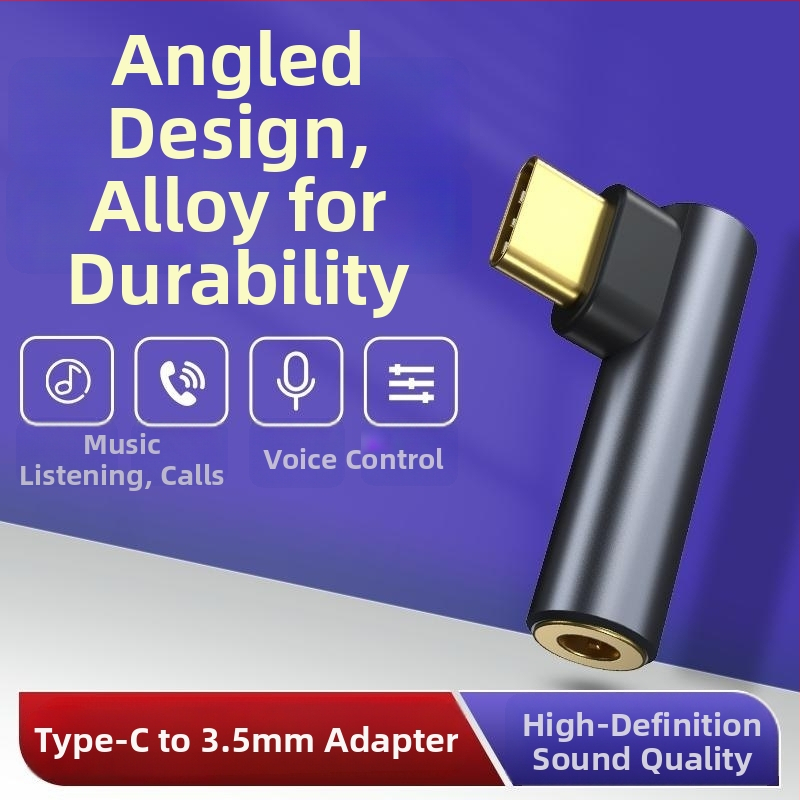 Type-C audio adaptér, pravouhlý, kábel pre slúchadlá s 3,5 mm, viacúčelový dátový kábel