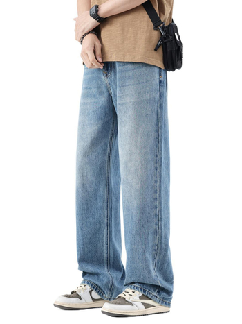 Maple House férfi denim nadrág – lazán szabott, egyenes, széles szárú, mosott denim amerikai retro stílusban