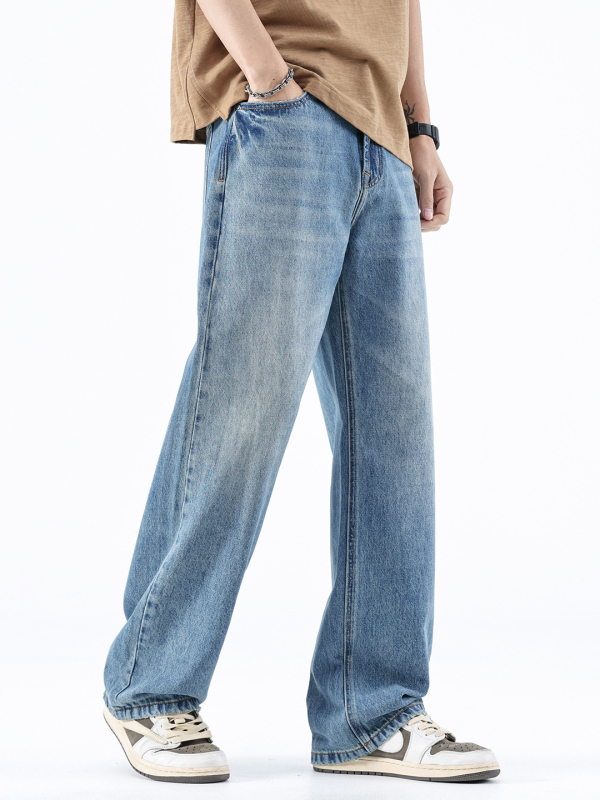 Maple House férfi denim nadrág – lazán szabott, egyenes, széles szárú, mosott denim amerikai retro stílusban