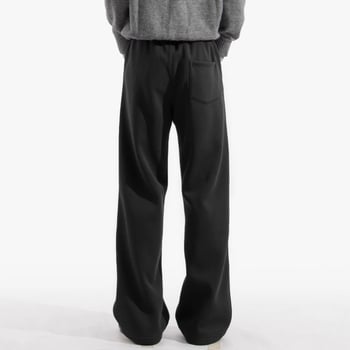 Pantaloni trening negri pentru bărbați, stil american, casual, croială dreptunghiulară, largi, alungesc silueta, croială lejeră în stil japonez