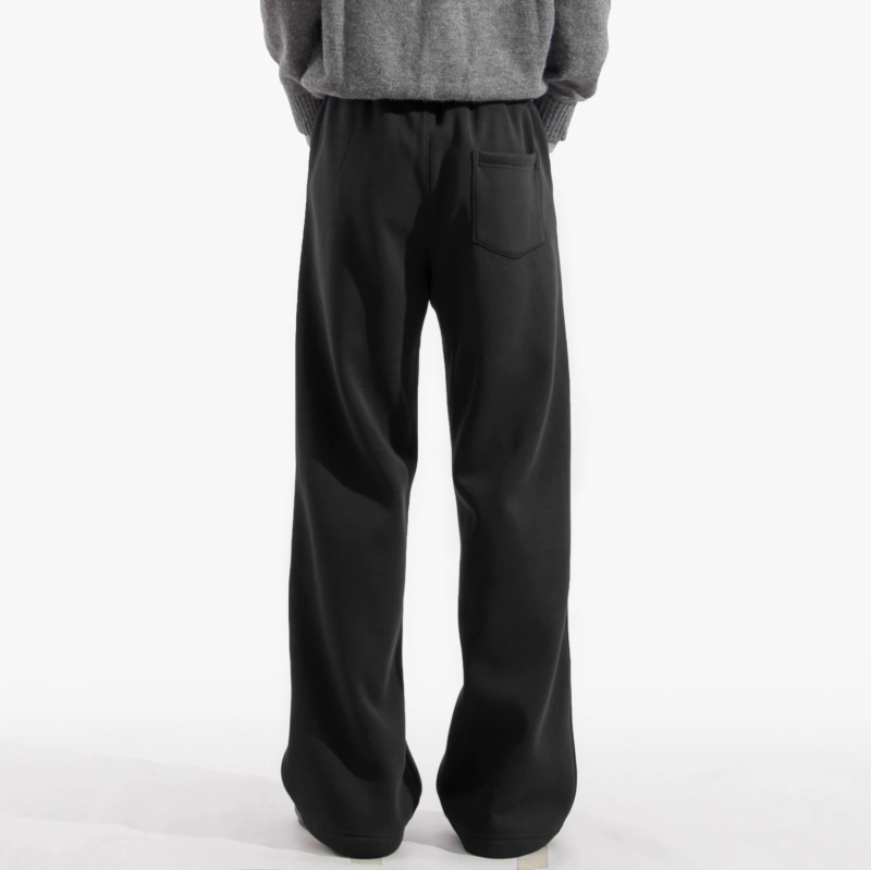 Pantaloni trening negri pentru bărbați, stil american, casual, croială dreptunghiulară, largi, alungesc silueta, croială lejeră în stil japonez
